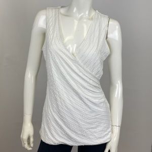 Luxurious White Beaded Tank